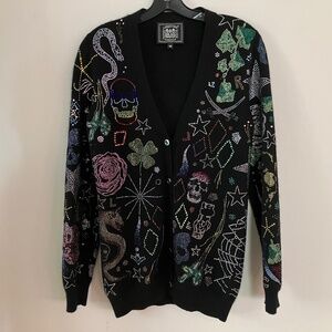 Libertine Embellished Sparkly Cashmere Black Cardigan M L